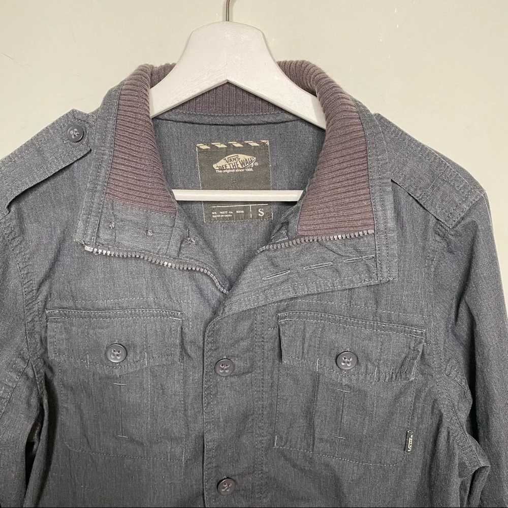 Vans Jacket Grey Full zipper button closure front pockets S